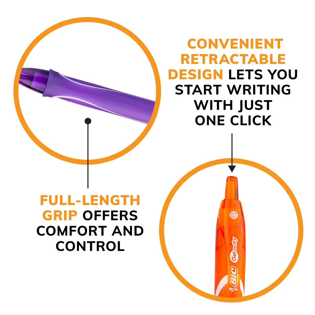 BIC Gel-ocity Quick Dry Fashion Retractable Gel Pens, Medium Point (0.7mm), 4-Count Set | Smooth Ink Flow - view 4