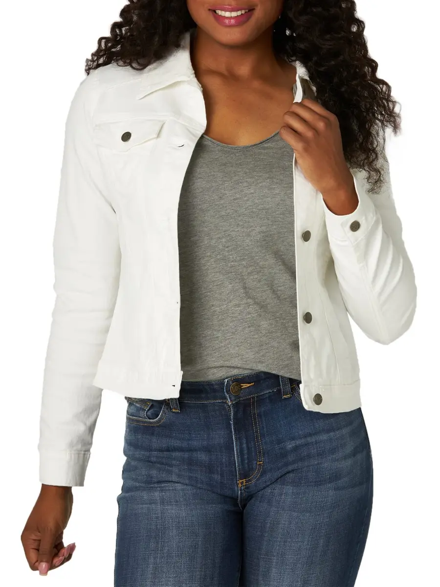 Riders Women's Denim Jacket, White, Medium | Classic Fit & All-Day Comfort - main product image