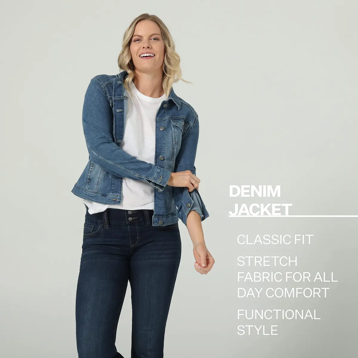 Riders Women's Denim Jacket, White, Medium | Classic Fit & All-Day Comfort - view 4