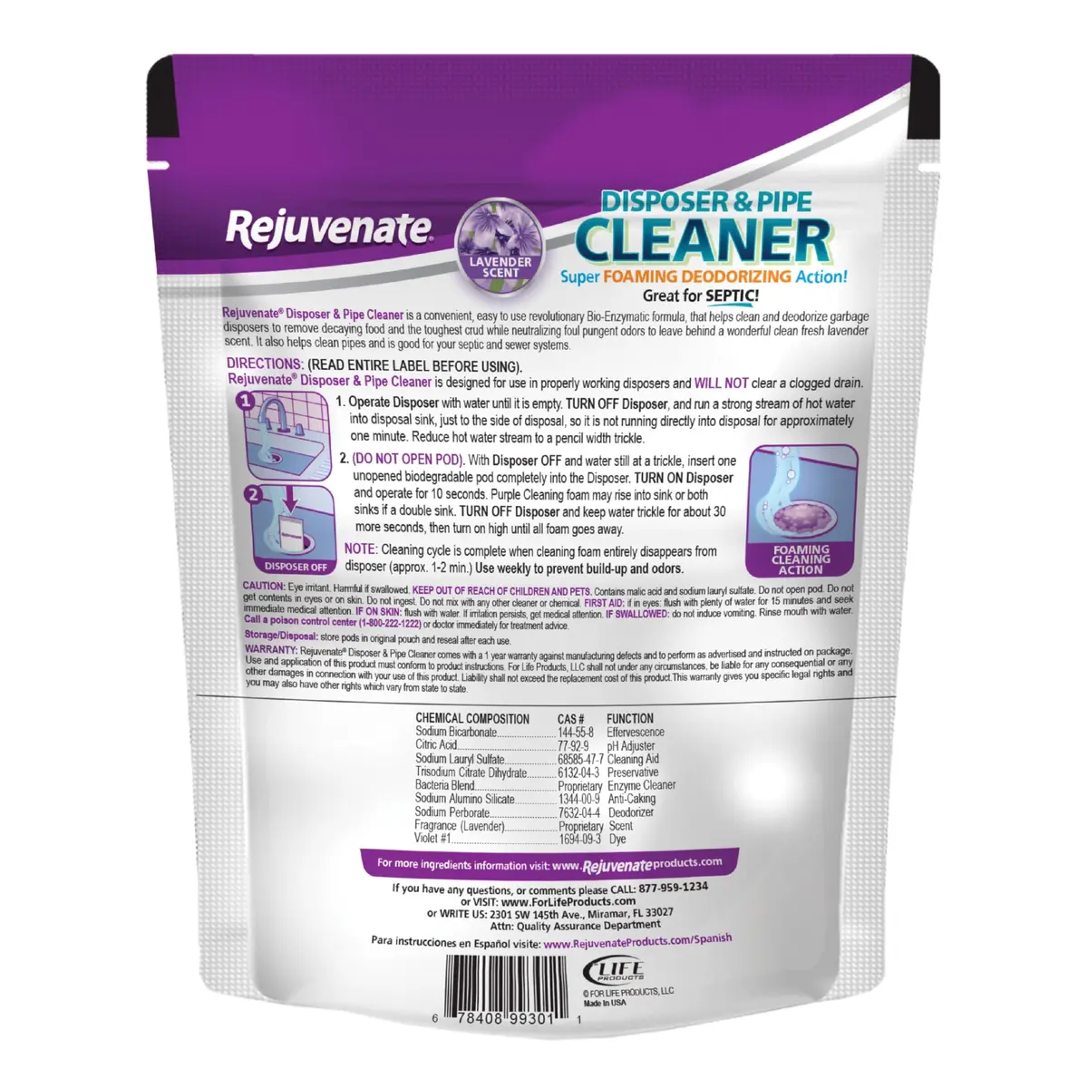 Rejuvenate Disposal Cleaner Pods 6 Count Lavender Scented | Bio-Enzymatic Formula for Pipes & Odor Control - view 8