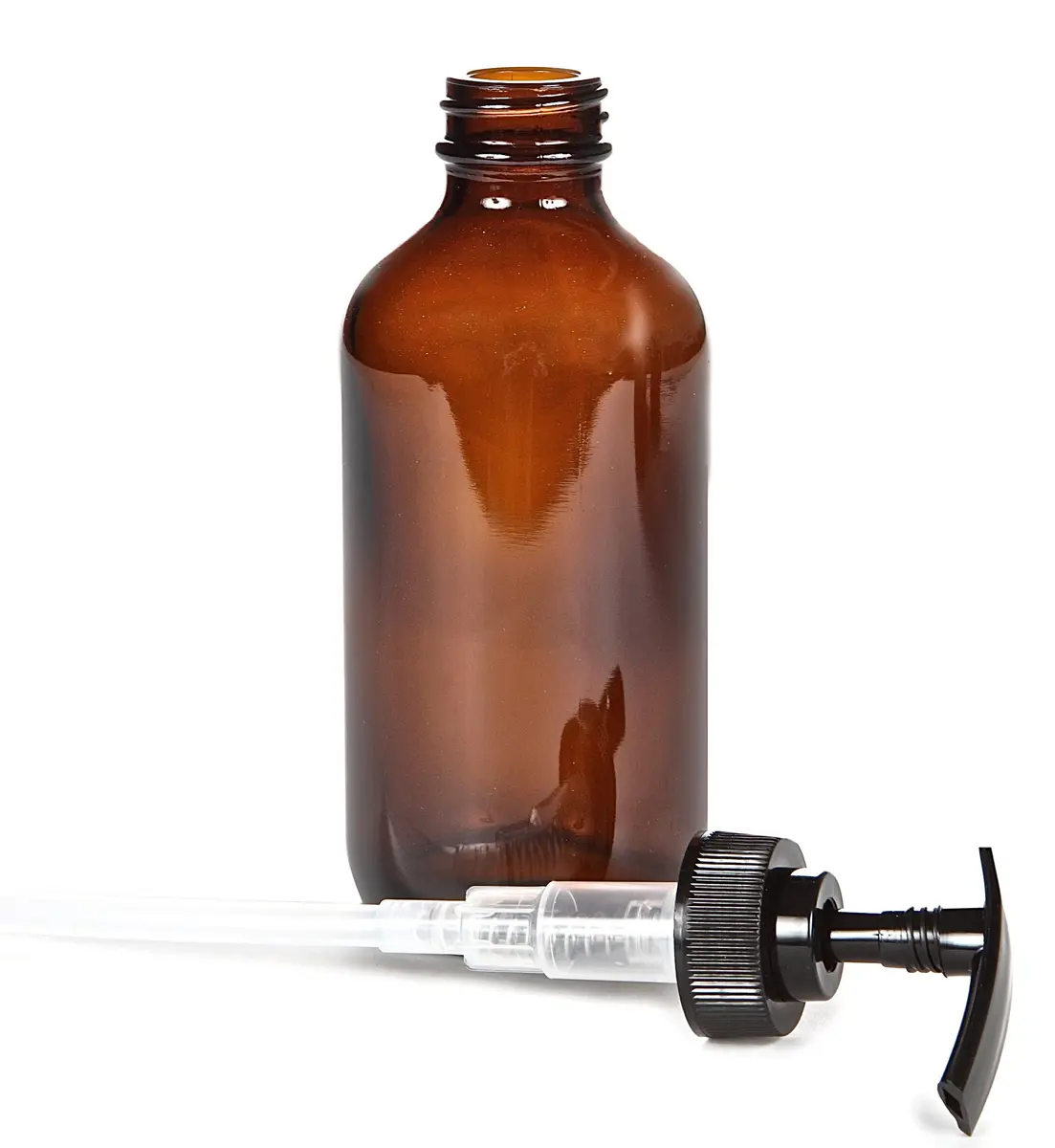 Vivaplex Large 8oz Amber Glass Bottles with Black Lotion Pumps | Reusable, Stylish & Eco-Friendly (70-120 chars) - view 4