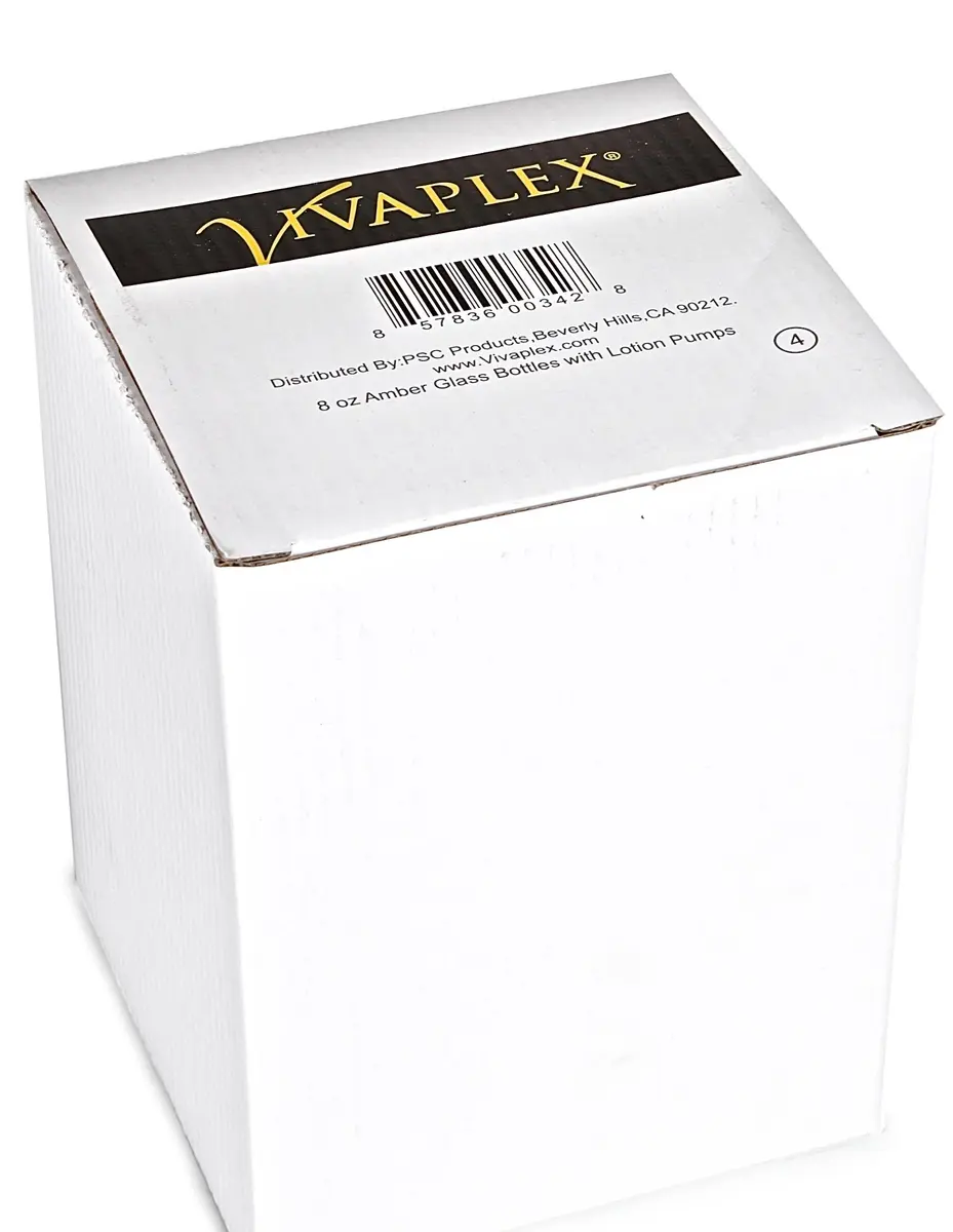 Vivaplex Large 8oz Amber Glass Bottles with Black Lotion Pumps | Reusable, Stylish & Eco-Friendly (70-120 chars) - view 2
