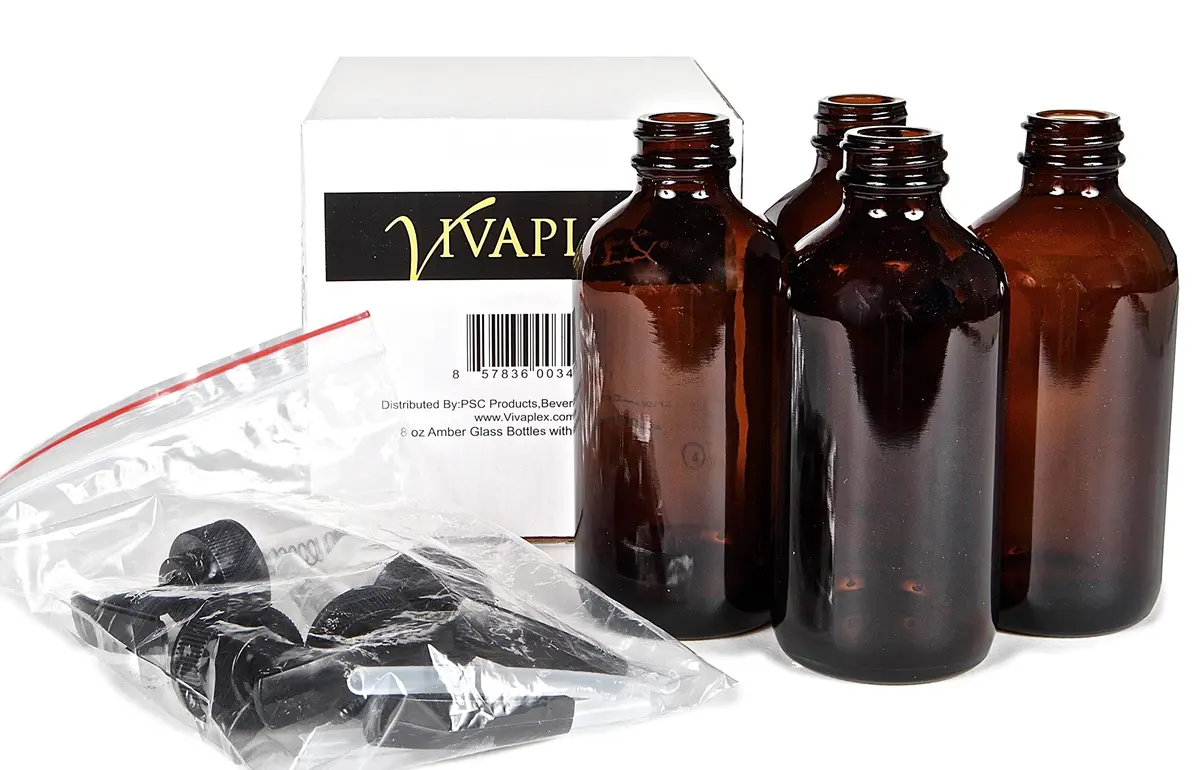 Vivaplex Large 8oz Amber Glass Bottles with Black Lotion Pumps | Reusable, Stylish & Eco-Friendly (70-120 chars) - view 3