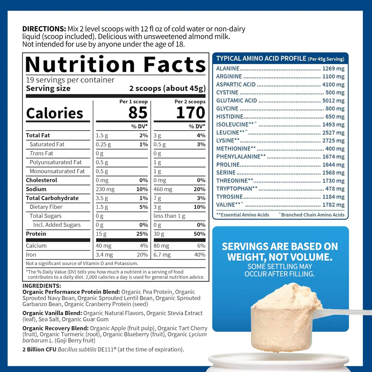 Garden of Life Organic Vegan Protein Powder Vanilla 860g (1.89 lb) | NSF Certified for Sport - view 6