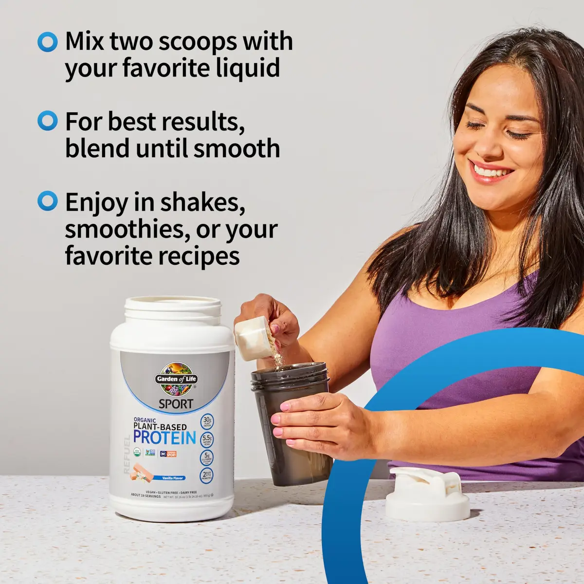 Garden of Life Organic Vegan Protein Powder Vanilla 860g (1.89 lb) | NSF Certified for Sport - view 4