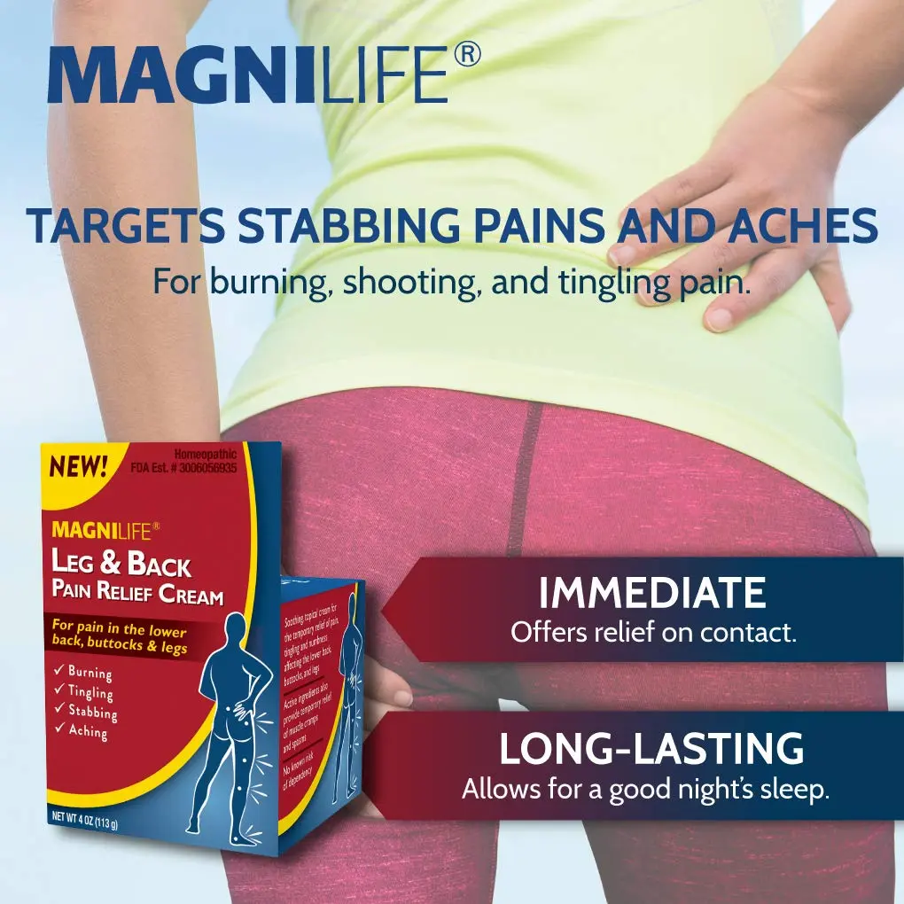 MagniLife Leg & Back Pain Relief Cream 4 oz | Fast Absorbing, No Residue, Mild Scent - view 3