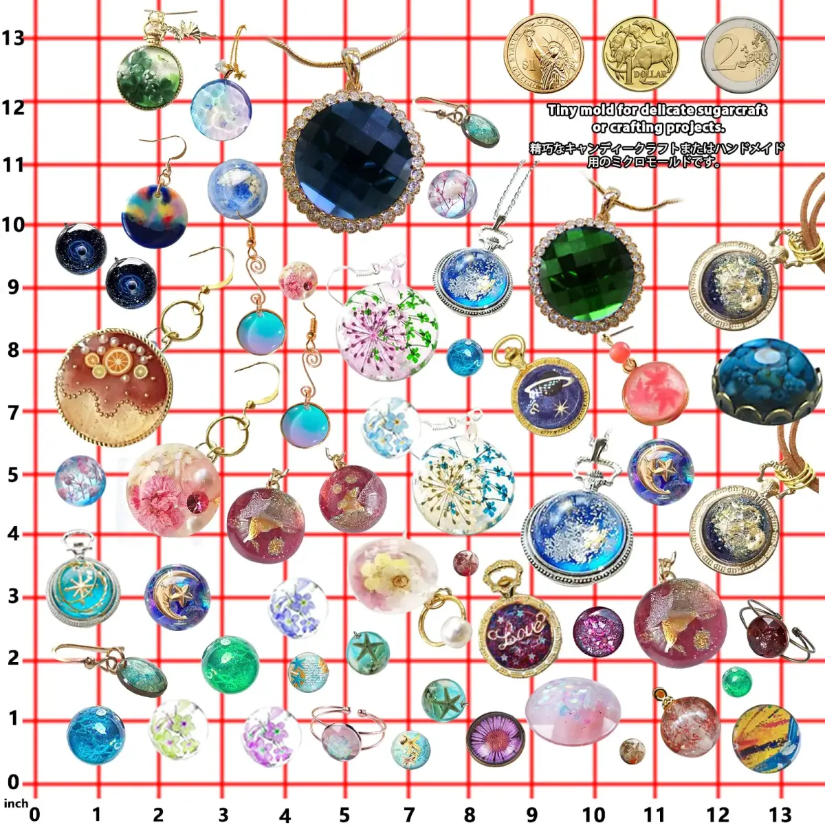 FUNSHOWCASE Large Silicone Jewelry Mold Set | 29 Designs, 58 Cavities for Resin, Clay, Pendant & Earring Making - view 6