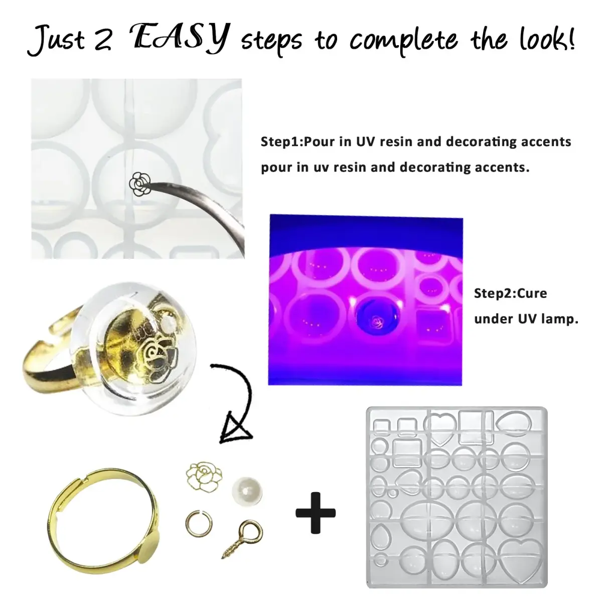 FUNSHOWCASE Large Silicone Jewelry Mold Set | 29 Designs, 58 Cavities for Resin, Clay, Pendant & Earring Making - view 7