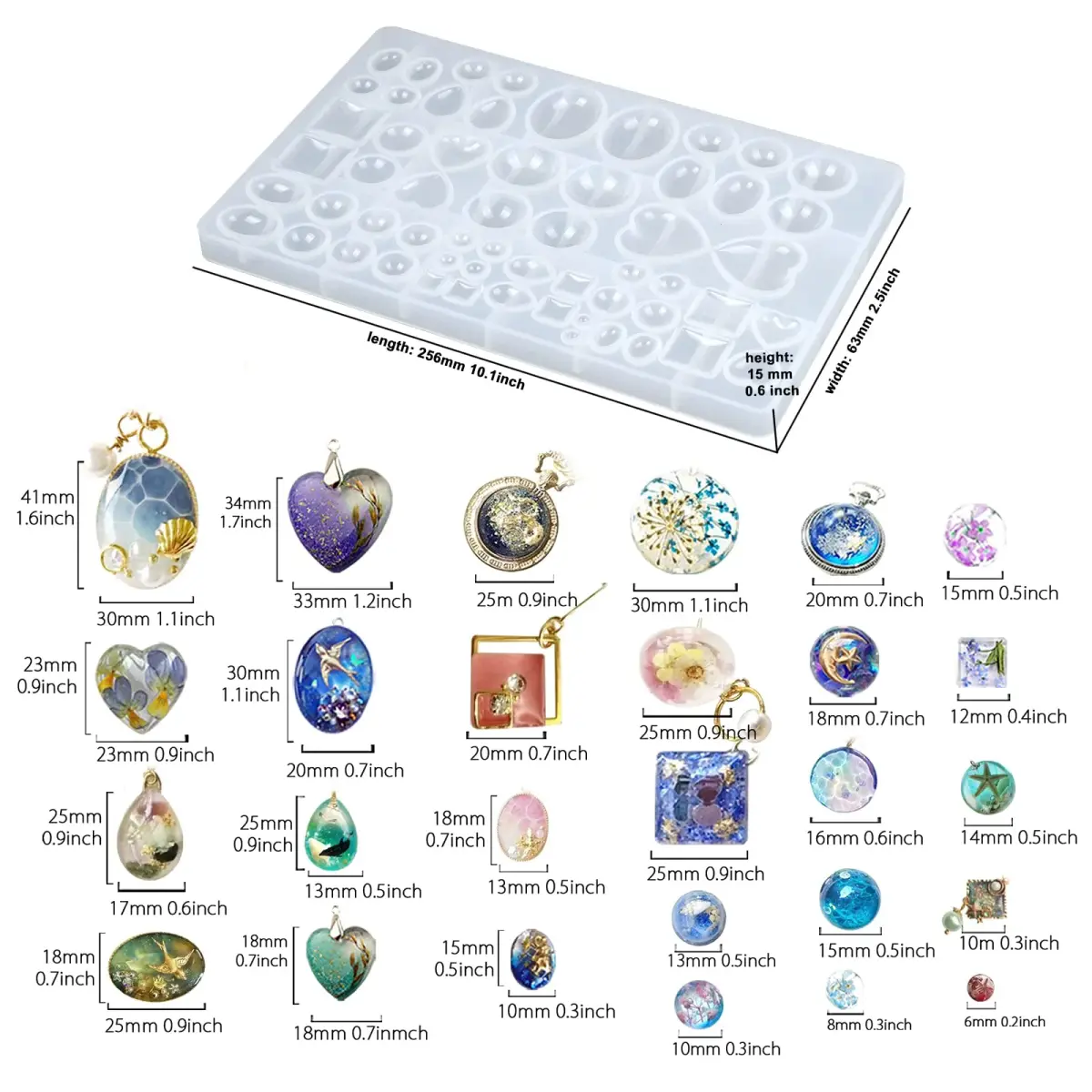FUNSHOWCASE Large Silicone Jewelry Mold Set | 29 Designs, 58 Cavities for Resin, Clay, Pendant & Earring Making - view 3