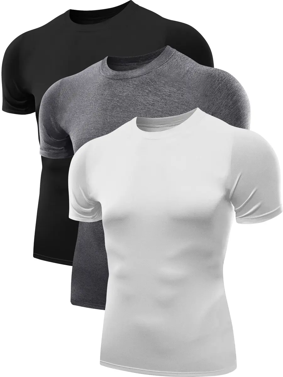 NELEUS Men's 3 Pack Workout Athletic Compression Shirts | Flat Seams, Lightweight Polyester, Crew Neck, Large - main product image