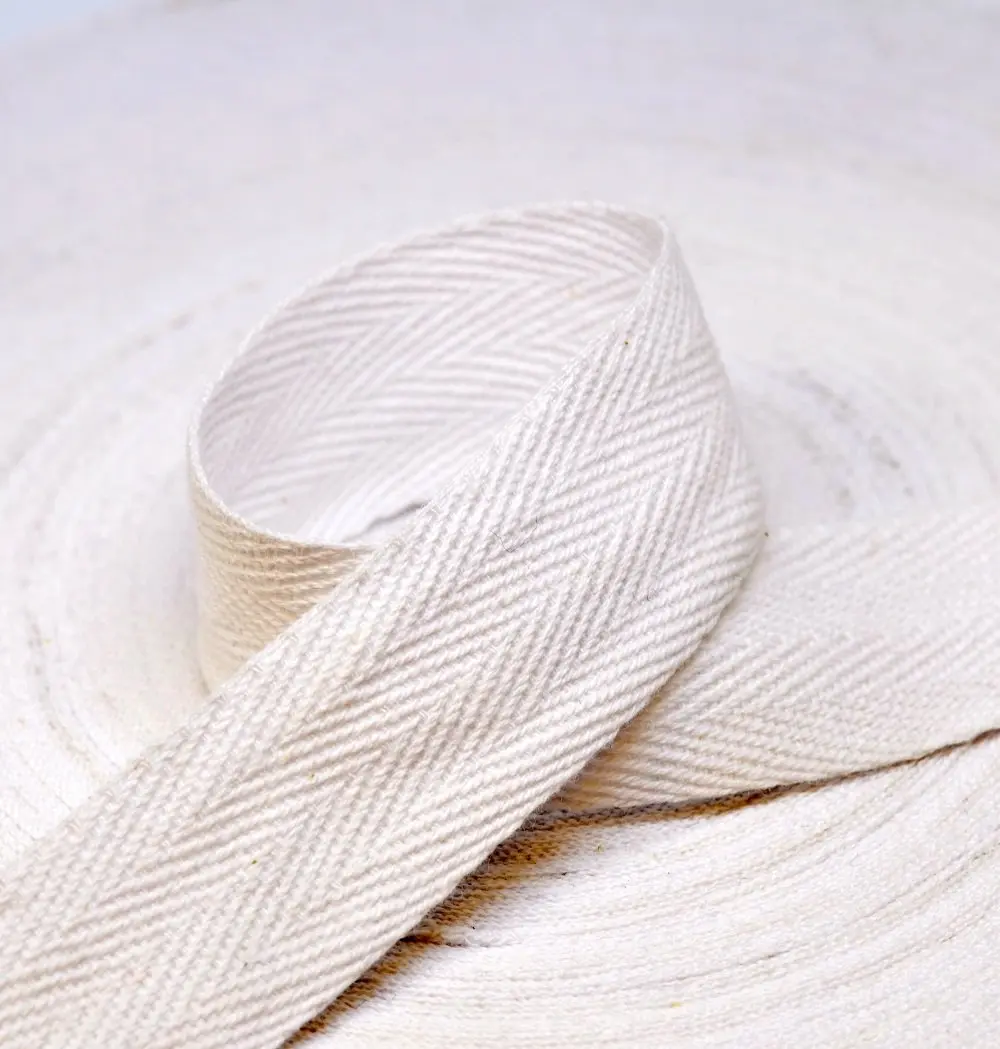 Anrox Supply Co. Twill Tape 1" | Cotton, Herringbone Pattern, 50 Yards, Black, White, Natural - view 2