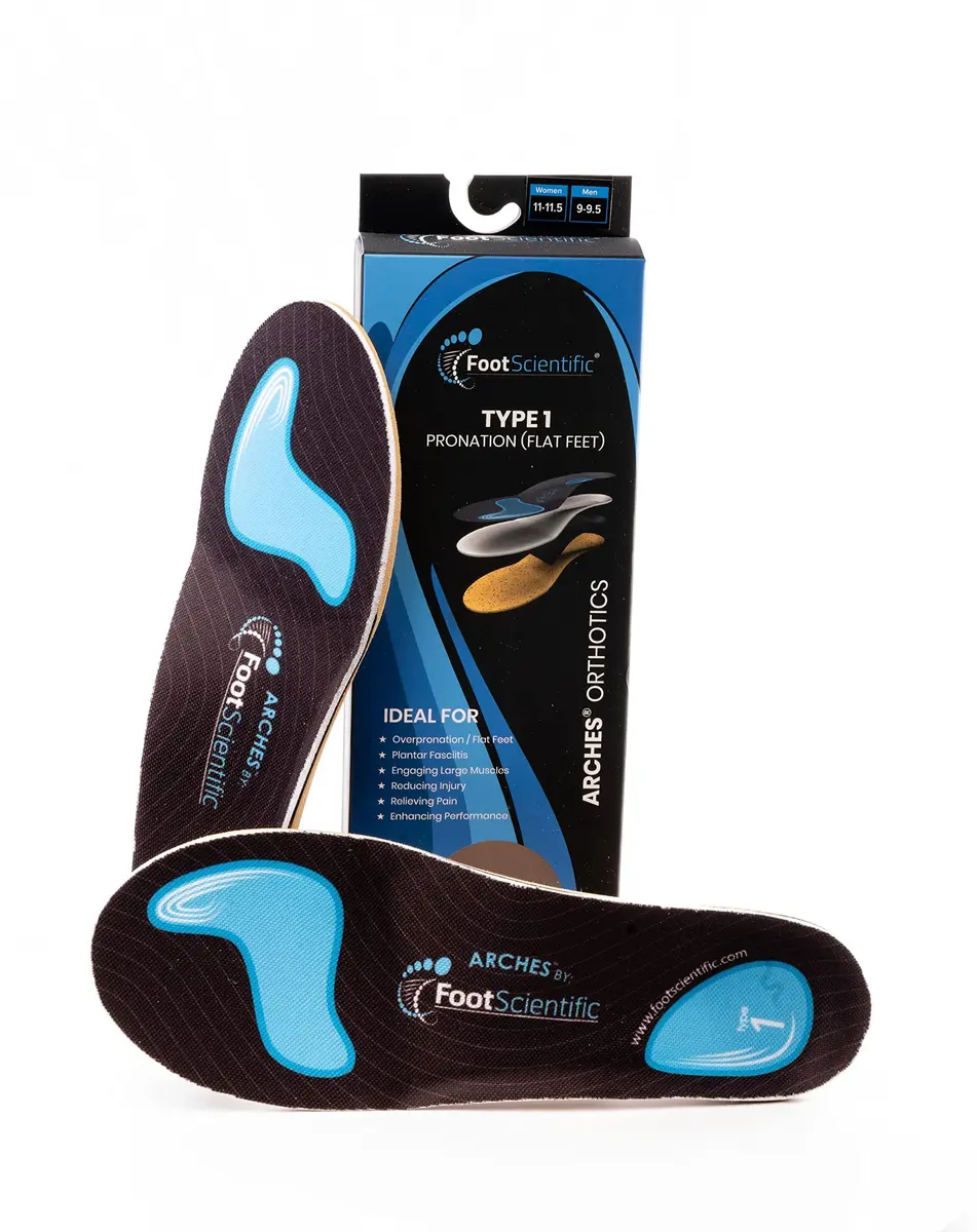 FootScientific Arches Type 1 Flat Feet Orthotic Shoe Insoles Men 6-6.5 Women 8-8.5 | Low Arch Support Comfort - main product image