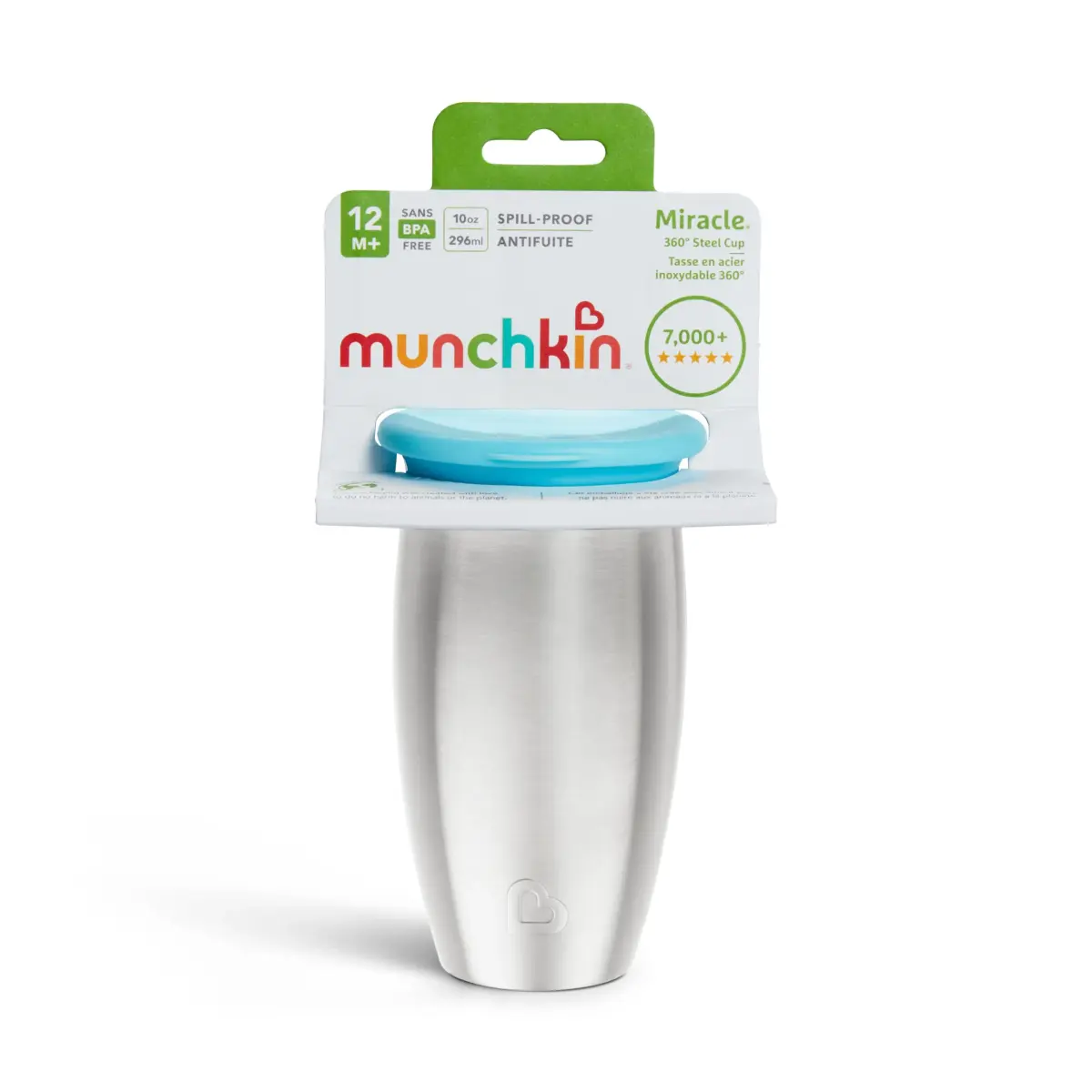 Munchkin Miracle 360 Stainless Steel Sippy Cup, Spill Proof, Blue, 295ml (10 Ounce) | Dentist-Recommended Spoutless Design - view 6
