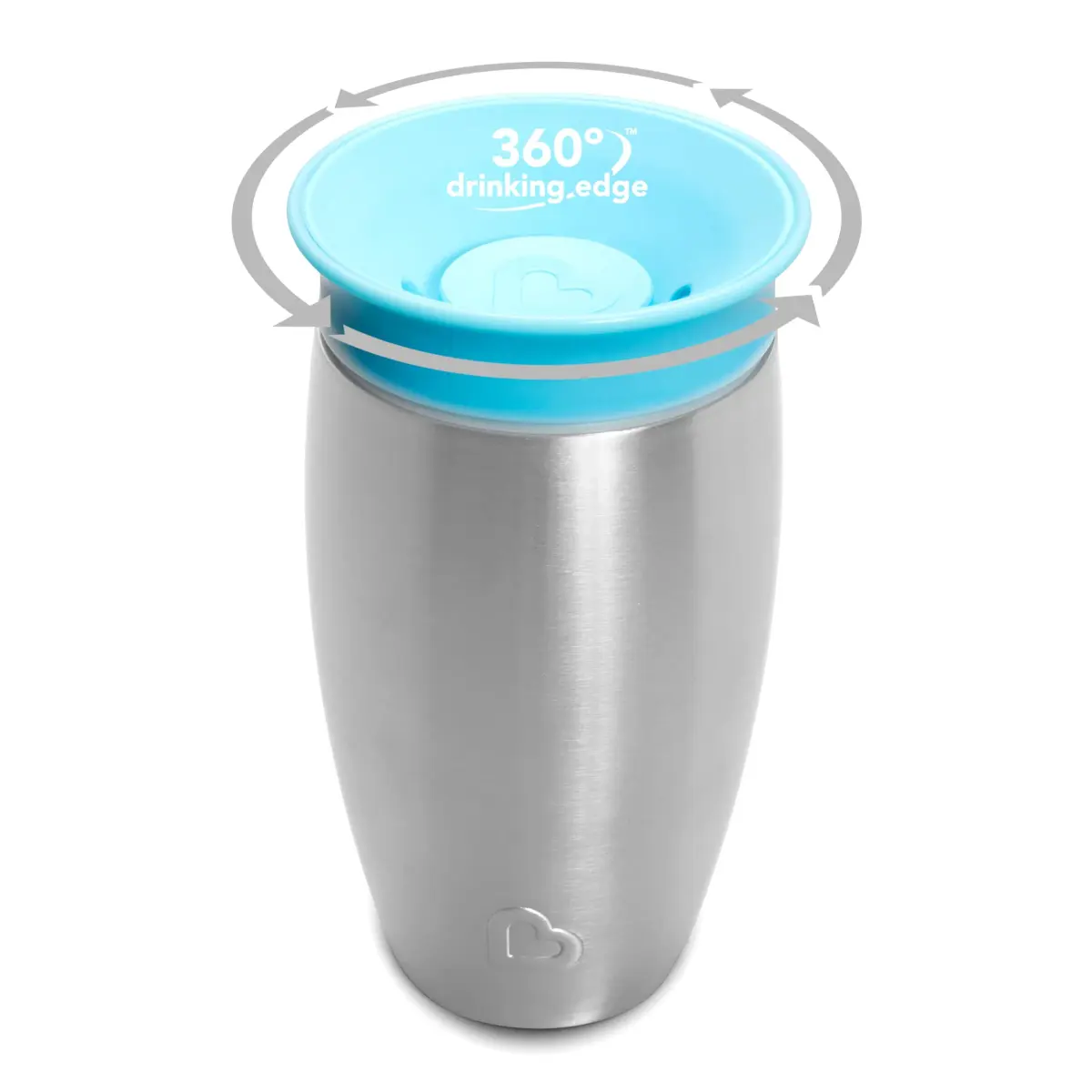 Munchkin Miracle 360 Stainless Steel Sippy Cup, Spill Proof, Blue, 295ml (10 Ounce) | Dentist-Recommended Spoutless Design - view 2