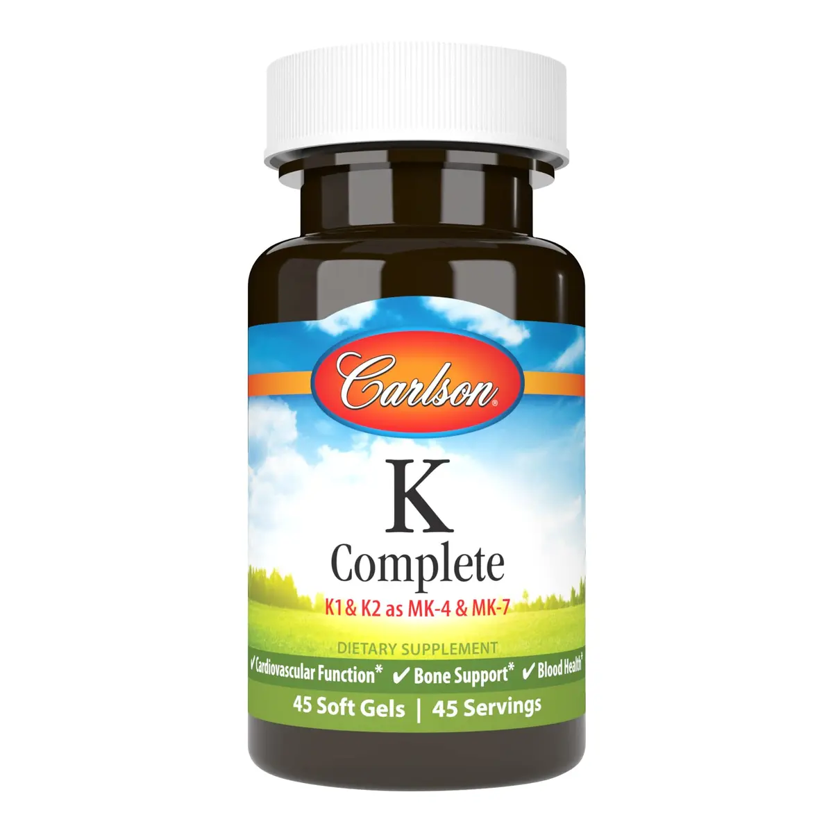 Carlson K Complete Vitamin K-1 & K2 45 Softgels | Supports Bone & Heart Health - main product image