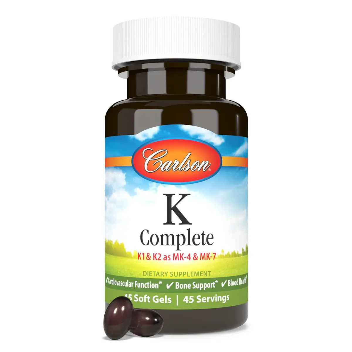 Carlson K Complete Vitamin K-1 & K2 45 Softgels | Supports Bone & Heart Health - view 5