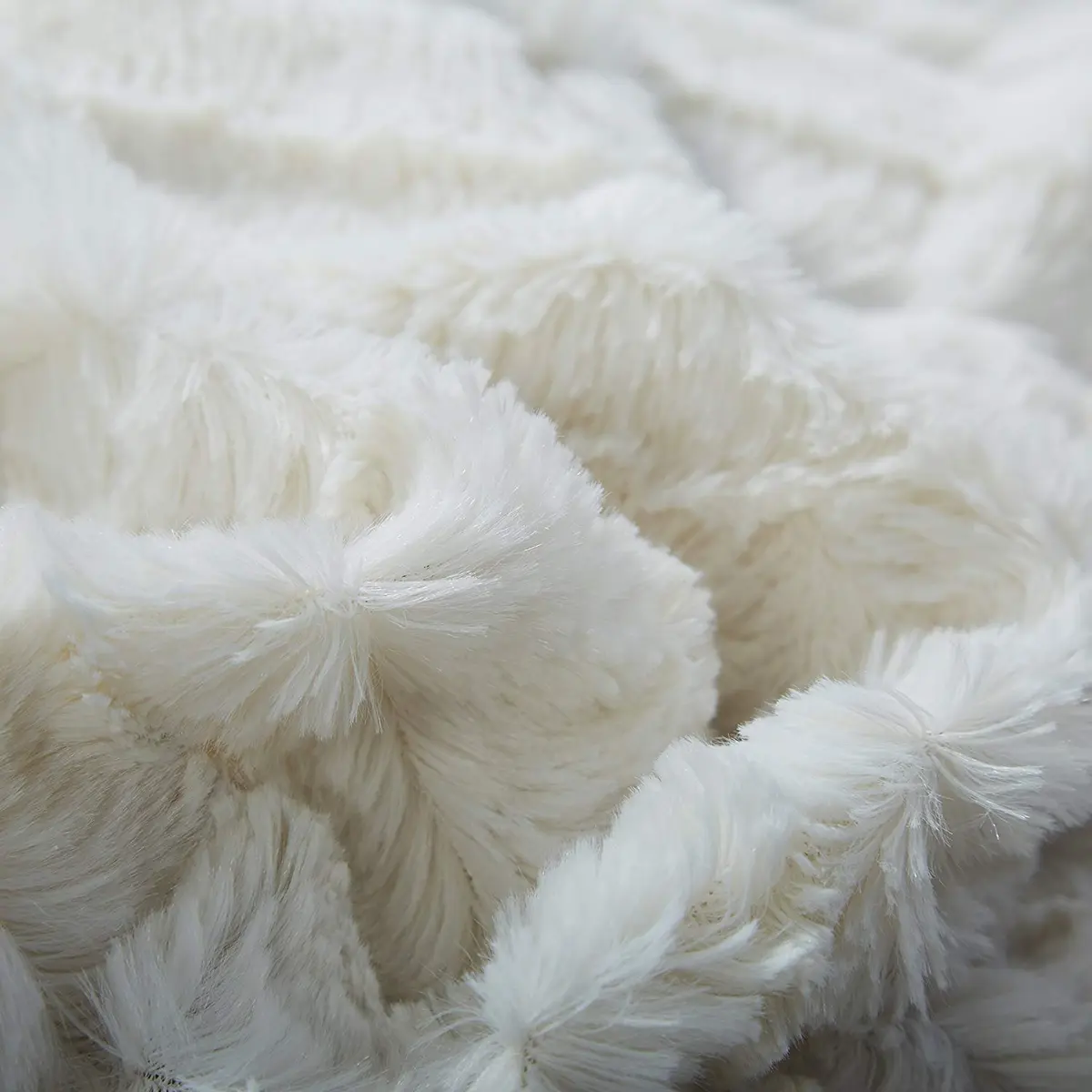 Tache Home Fashion White Blanket 90x90 in Ivory | Super Soft Faux Fur & Sherpa - view 5