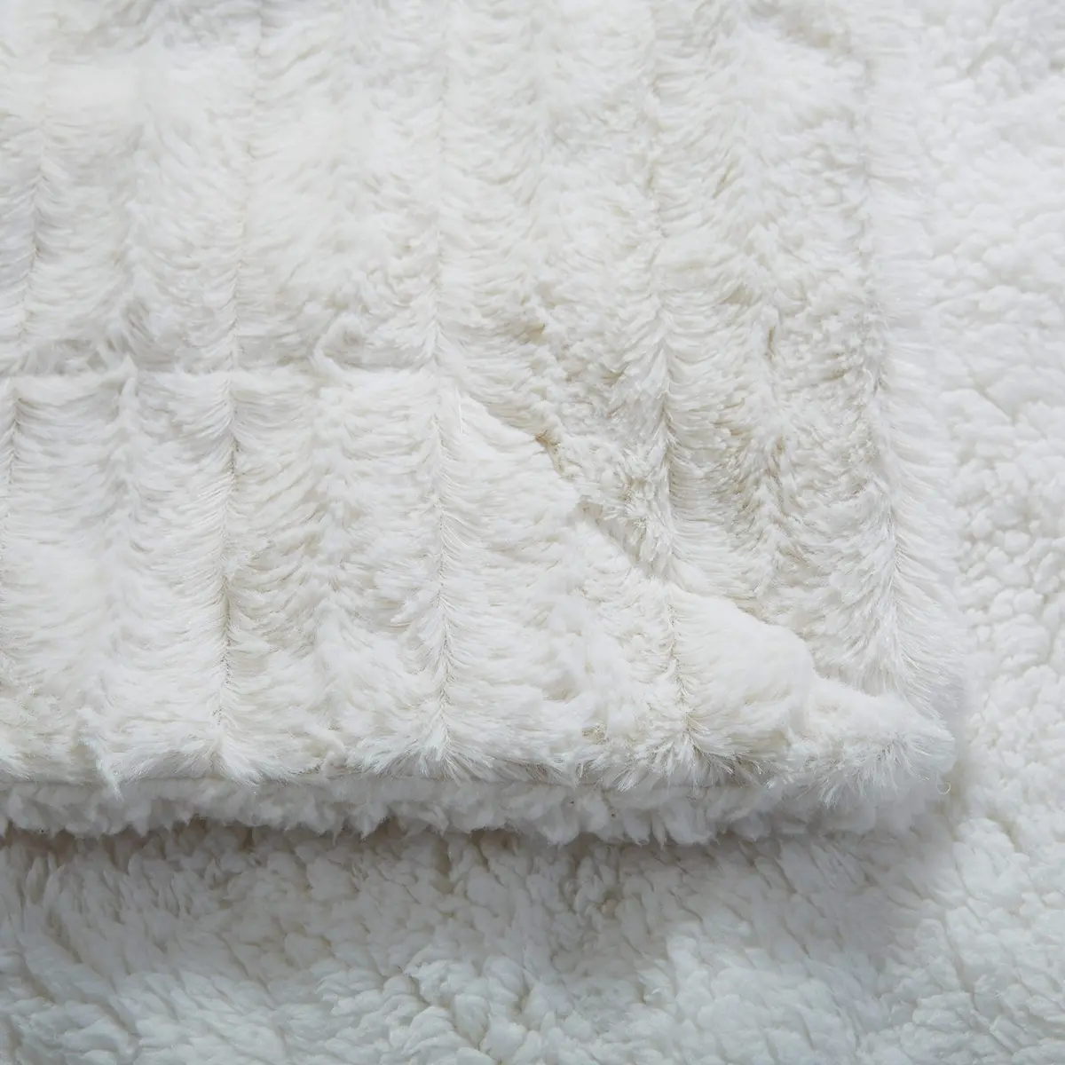 Tache Home Fashion White Blanket 90x90 in Ivory | Super Soft Faux Fur & Sherpa - view 6
