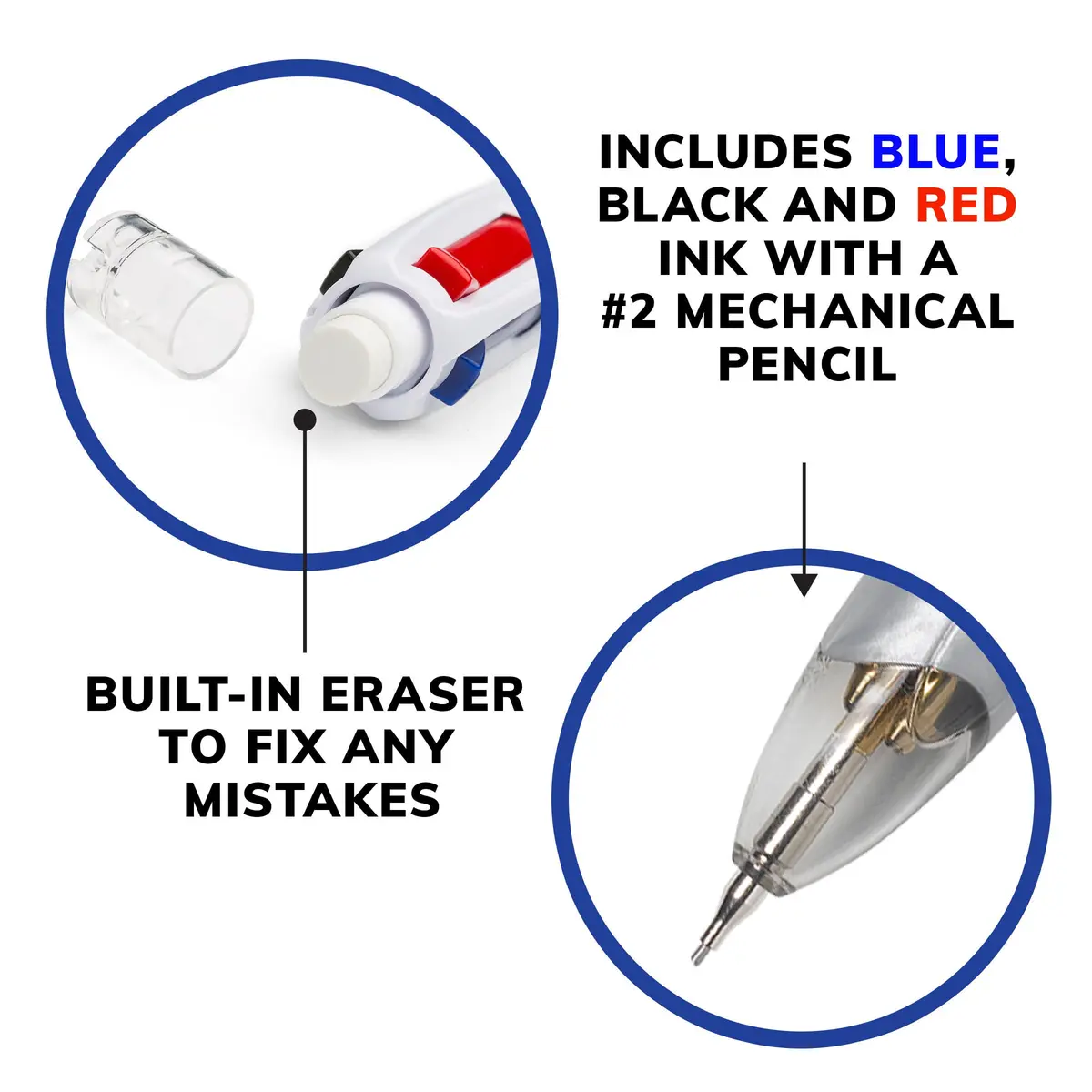 BIC 4-Color 3+1 Retractable Ballpoint Pen & Pencil 0.7mm | Smooth Ink Flow Writing Instrument - view 3