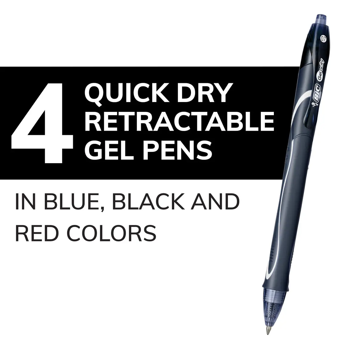 BIC Gelocity Quick Dry Gel Pens, Medium Point 0.7mm, 4-Count Pack | Smear Resistant Ink for Left-Handed Writers - view 2