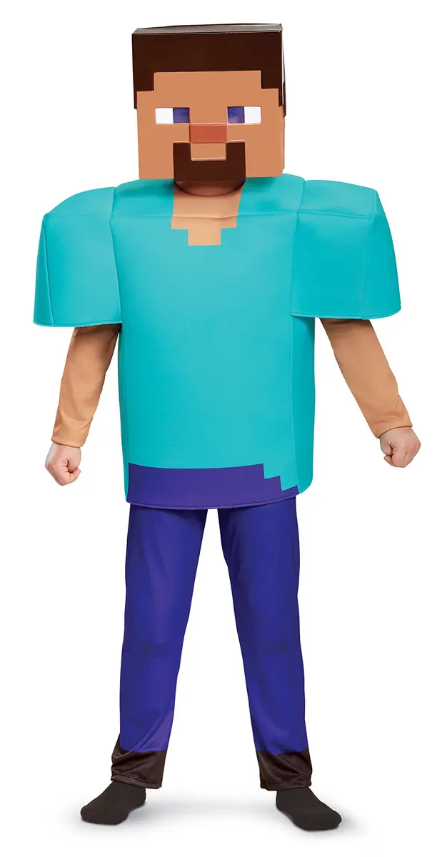 Disguise Minecraft Steve Deluxe Costume for Kids (7-8 Years) | Officially Licensed Halloween Dress Up - main product image