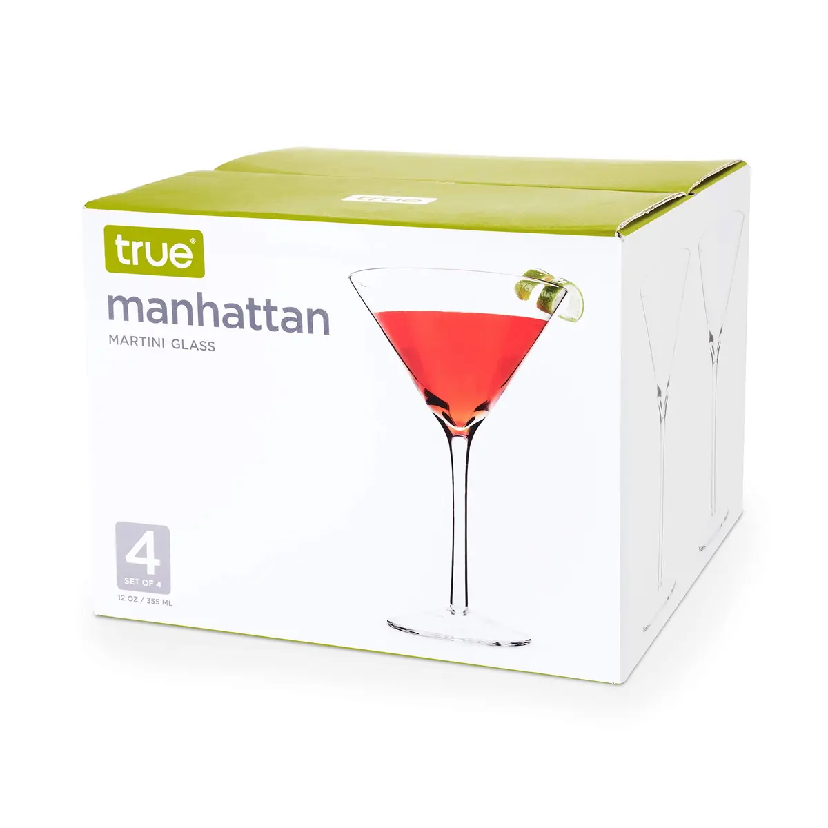 TRUE Manhattan Martini Glass, Crystal Cocktail Coupes, 12 oz, Set of 4 | Classic Triangular Design for Elegant Entertaining - view 9