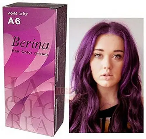 Berina Hair Color Cream A6 Violet 60G | Permanent Fashion Hair Dye for All Genders - view 2
