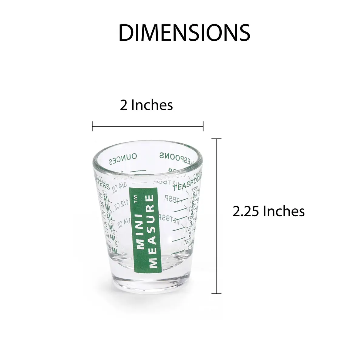 Kolder Mini Measure Heavy Glass, 20-Incremental Measurements | Precise Dry & Liquid Measuring Shot Glass - view 2