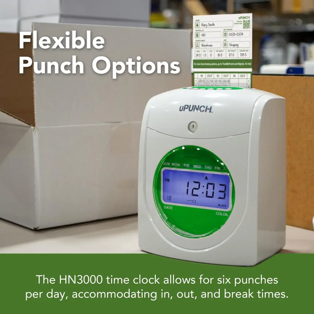 uPunch HN3540 Complete Small Business Start-Up Kit: AutoAlign Time Clock System with 400 Time Cards, 4 Ribbons, and 2 Racks | Accurate Punching & Easy Setup - view 6