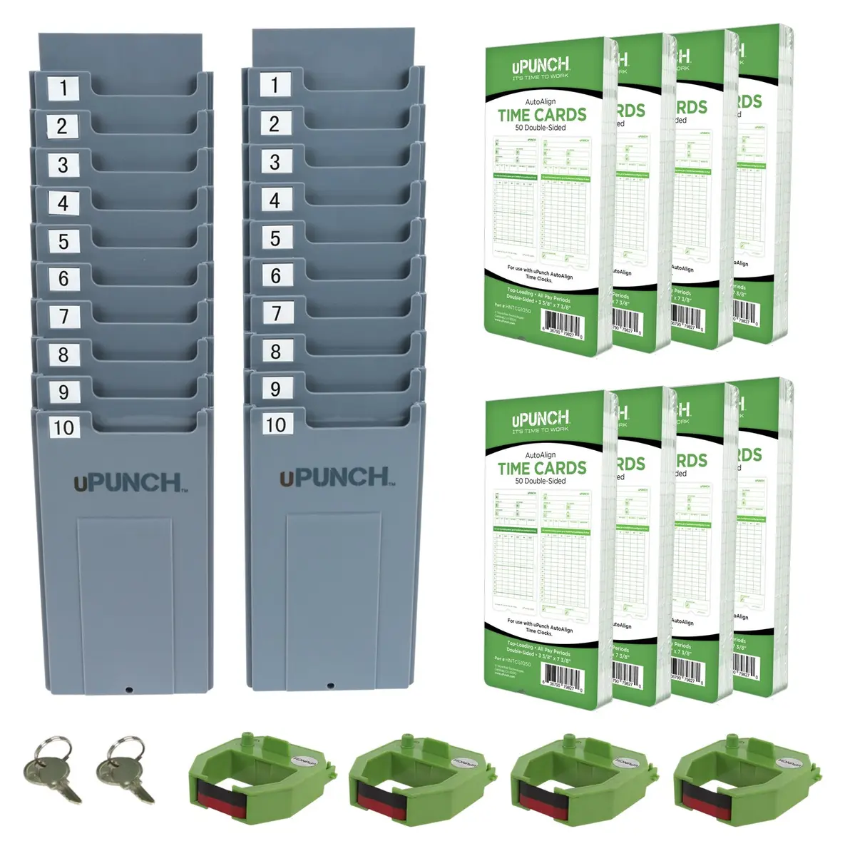 uPunch HN3540 Complete Small Business Start-Up Kit: AutoAlign Time Clock System with 400 Time Cards, 4 Ribbons, and 2 Racks | Accurate Punching & Easy Setup - view 2