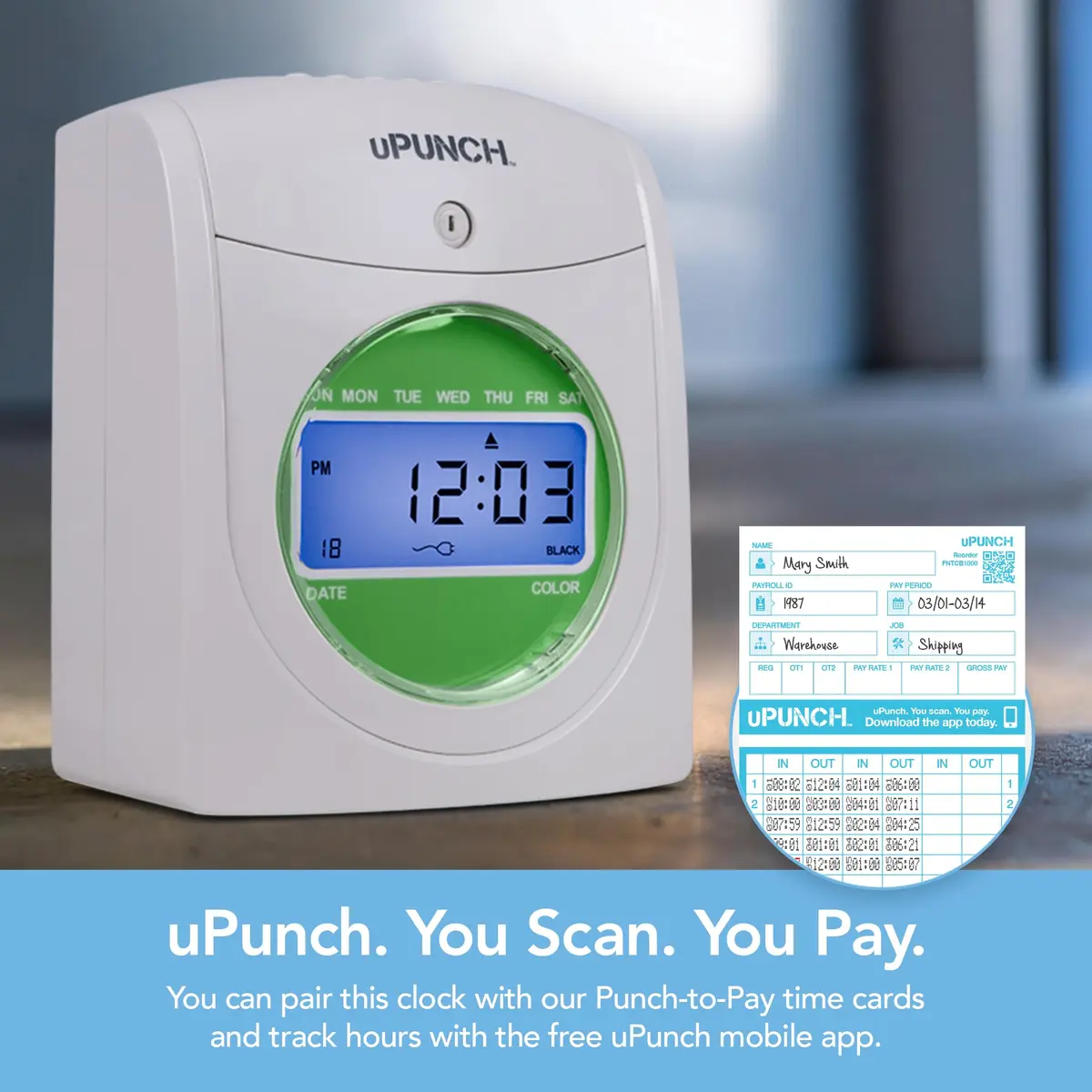 uPunch HN3540 Complete Small Business Start-Up Kit: AutoAlign Time Clock System with 400 Time Cards, 4 Ribbons, and 2 Racks | Accurate Punching & Easy Setup - view 3