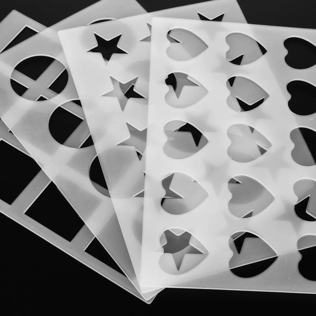 Cosmos 4 Pcs Chocolate Chablon Cookies Stencil Mold Set for Cake Decoration, Assorted Shapes | Food Grade PE, Easy Demoulding - view 2