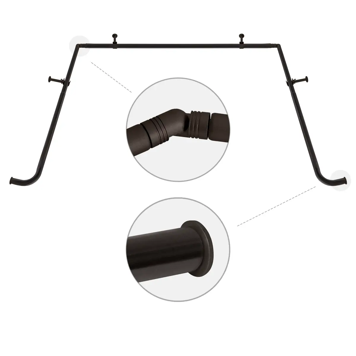 MERIVILLE 1-Inch Diameter Bay Window Curtain Rod Set for Bayview Windows, Oil-Rubbed Bronze | Durable Metal, Extendable, Complete System - main product image