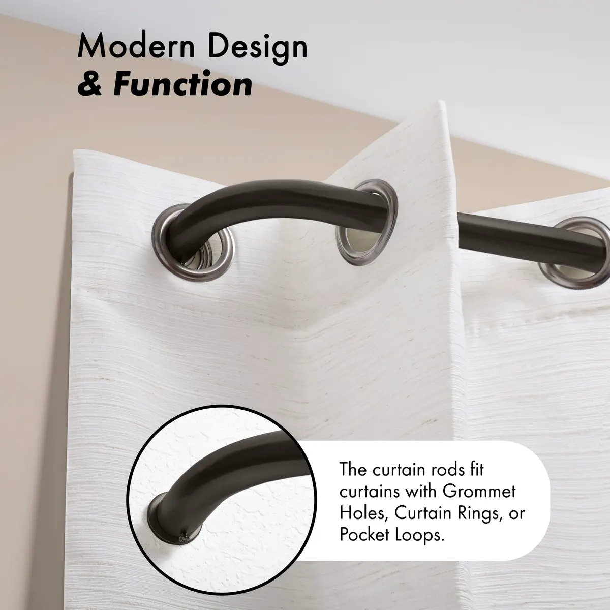MERIVILLE 1-Inch Diameter Bay Window Curtain Rod Set for Bayview Windows, Oil-Rubbed Bronze | Durable Metal, Extendable, Complete System - view 6