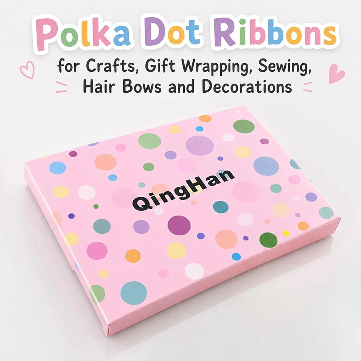 QingHan Polka Dot Grosgrain Ribbon 3/8" (9.5mm) | 40 Yards Assorted Colors for Crafts & Gifts - view 6