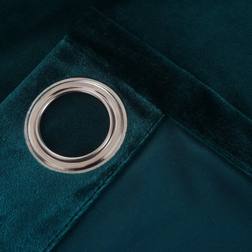 Cherry Home Dark Green Velvet Blackout Curtain Panel 52x108 inches | Energy Efficient Grommet Drapes for Bedroom - view 7