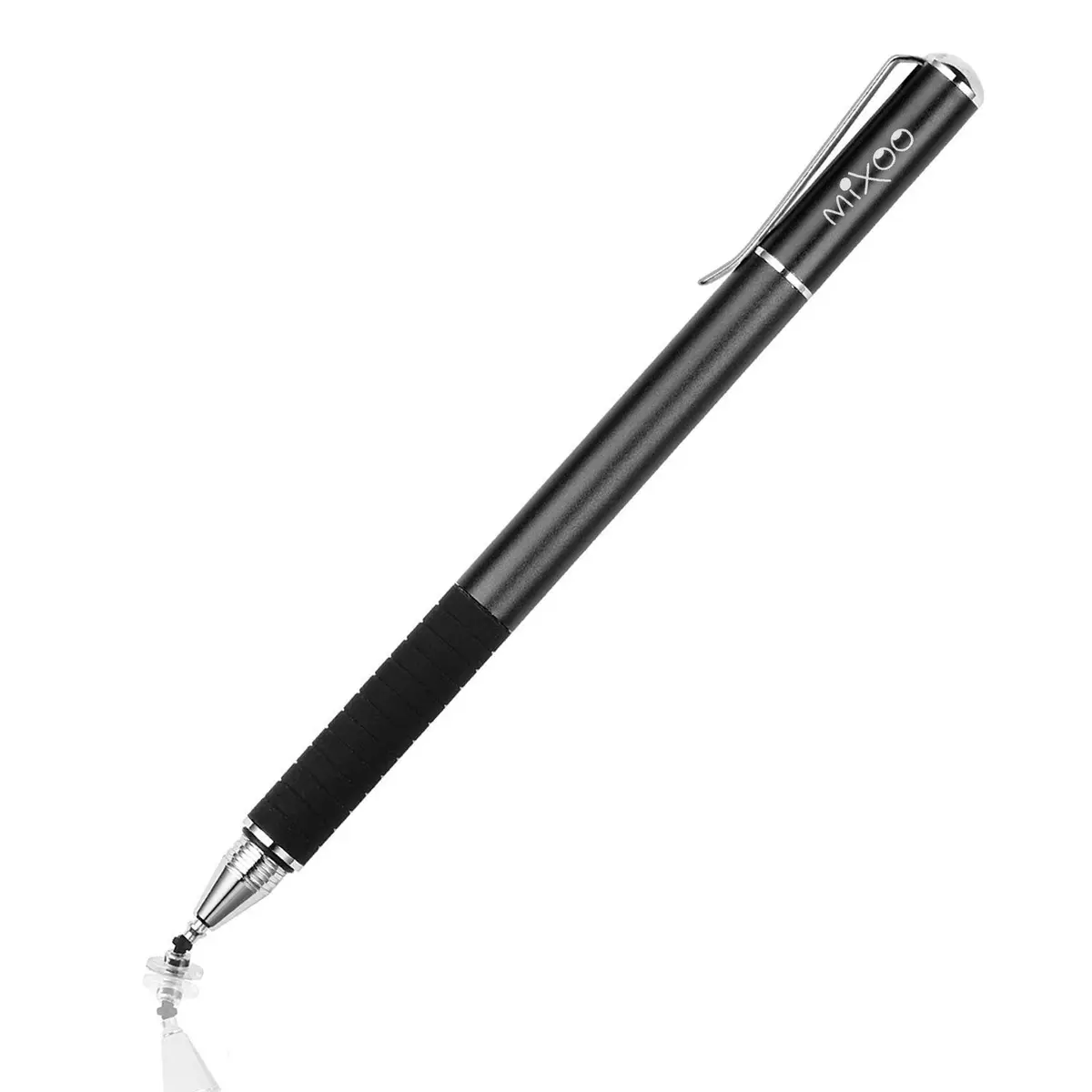 Mixoo 2-in-1 Disc & Fiber Tip Stylus Pen for Touchscreens | Precision Input Pen for iPad, iPhone, Android, Chromebook (Black) - main product image