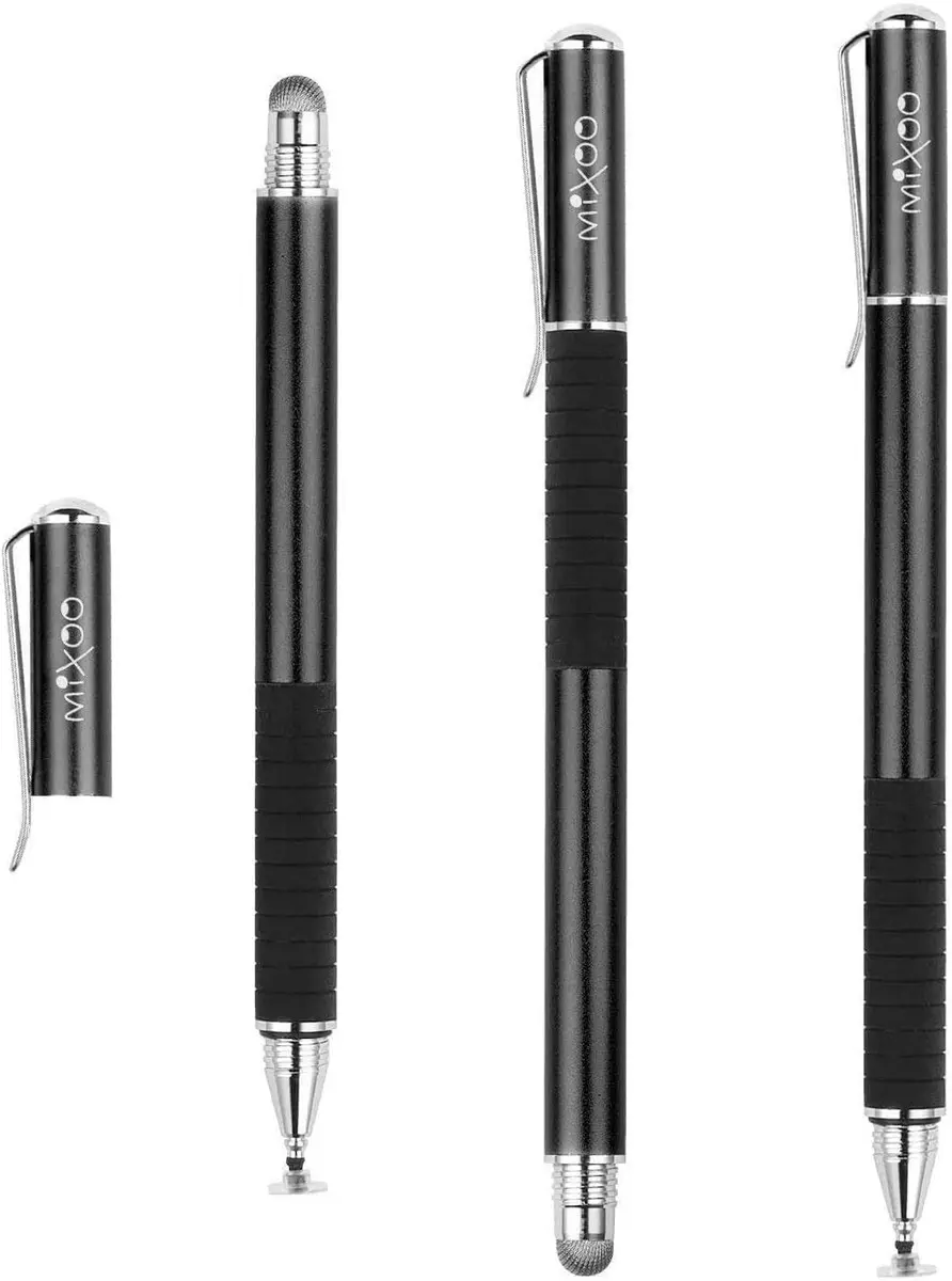 Mixoo 2-in-1 Disc & Fiber Tip Stylus Pen for Touchscreens | Precision Input Pen for iPad, iPhone, Android, Chromebook (Black) - view 8