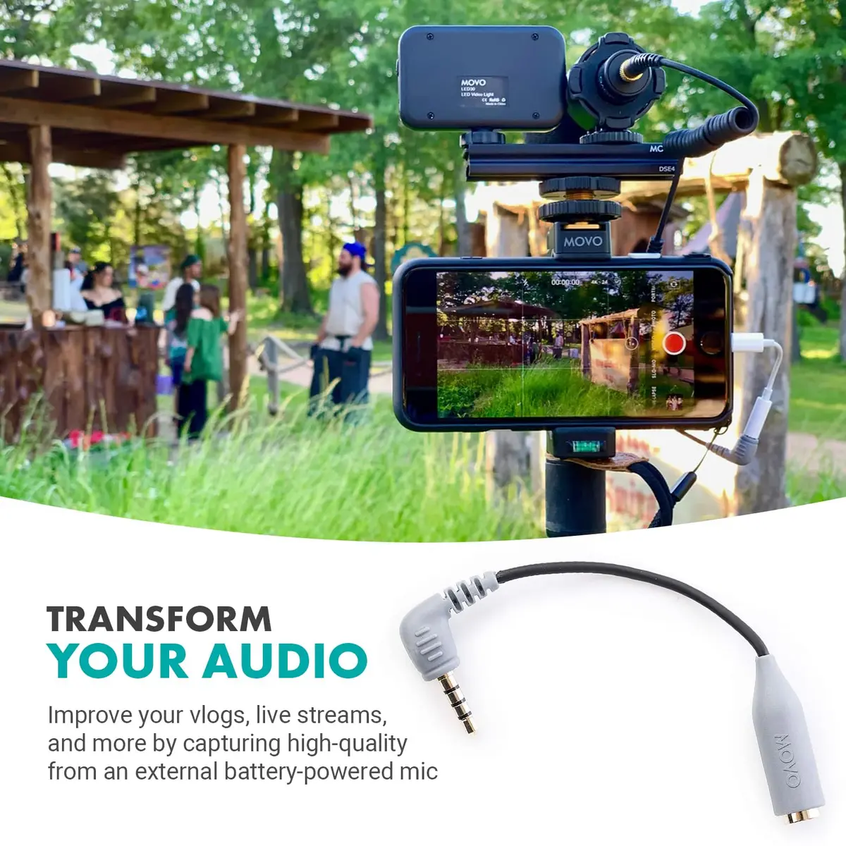 Movo MC3 3.5mm TRS to TRRS Adapter - Microphone for Smartphones & Tablets | High-Quality Audio - view 4