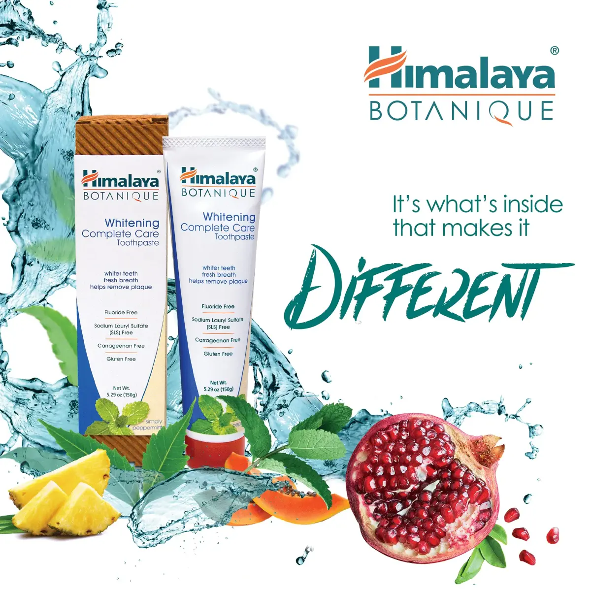 Himalaya Botanique Whitening Complete Care Toothpaste Peppermint 5.29oz (156ml) 4-Pack | Fluoride-Free Whitening & Plaque Control - view 4