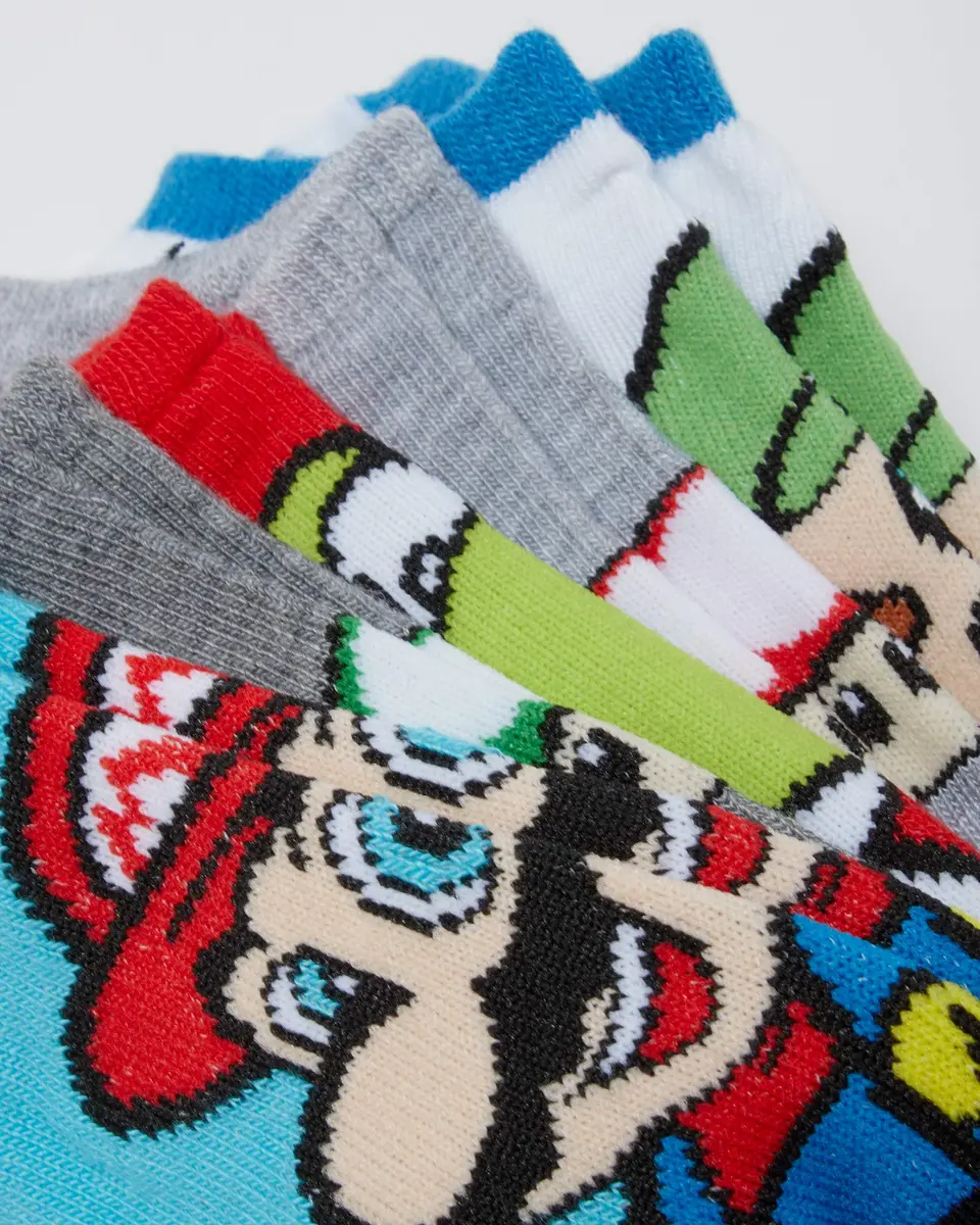 Nintendo Super Mario 5 Pack No Show Socks | No Bunching, Breathable Polyester Blend, Fun Character Design - view 5