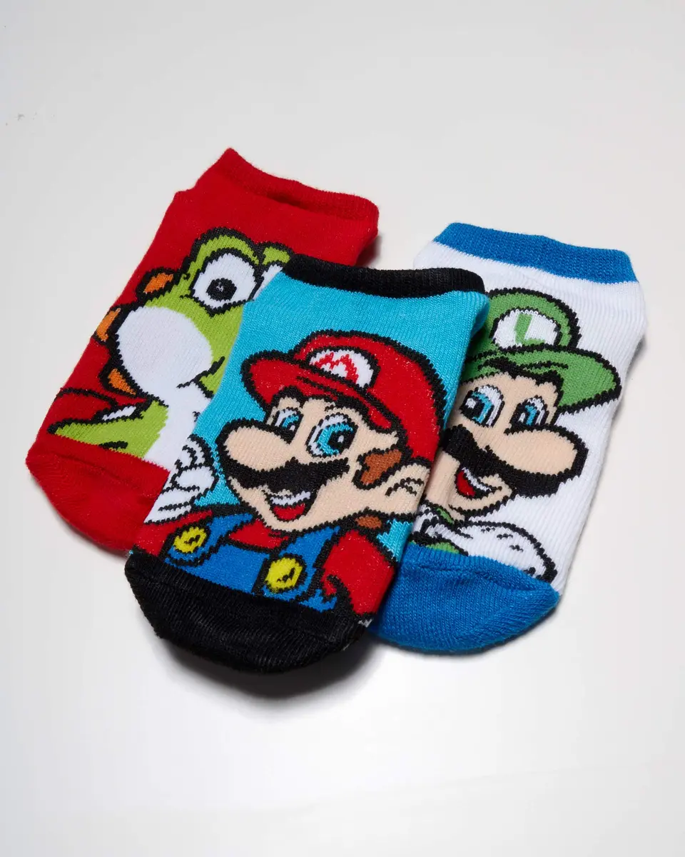 Nintendo Super Mario 5 Pack No Show Socks | No Bunching, Breathable Polyester Blend, Fun Character Design - view 2