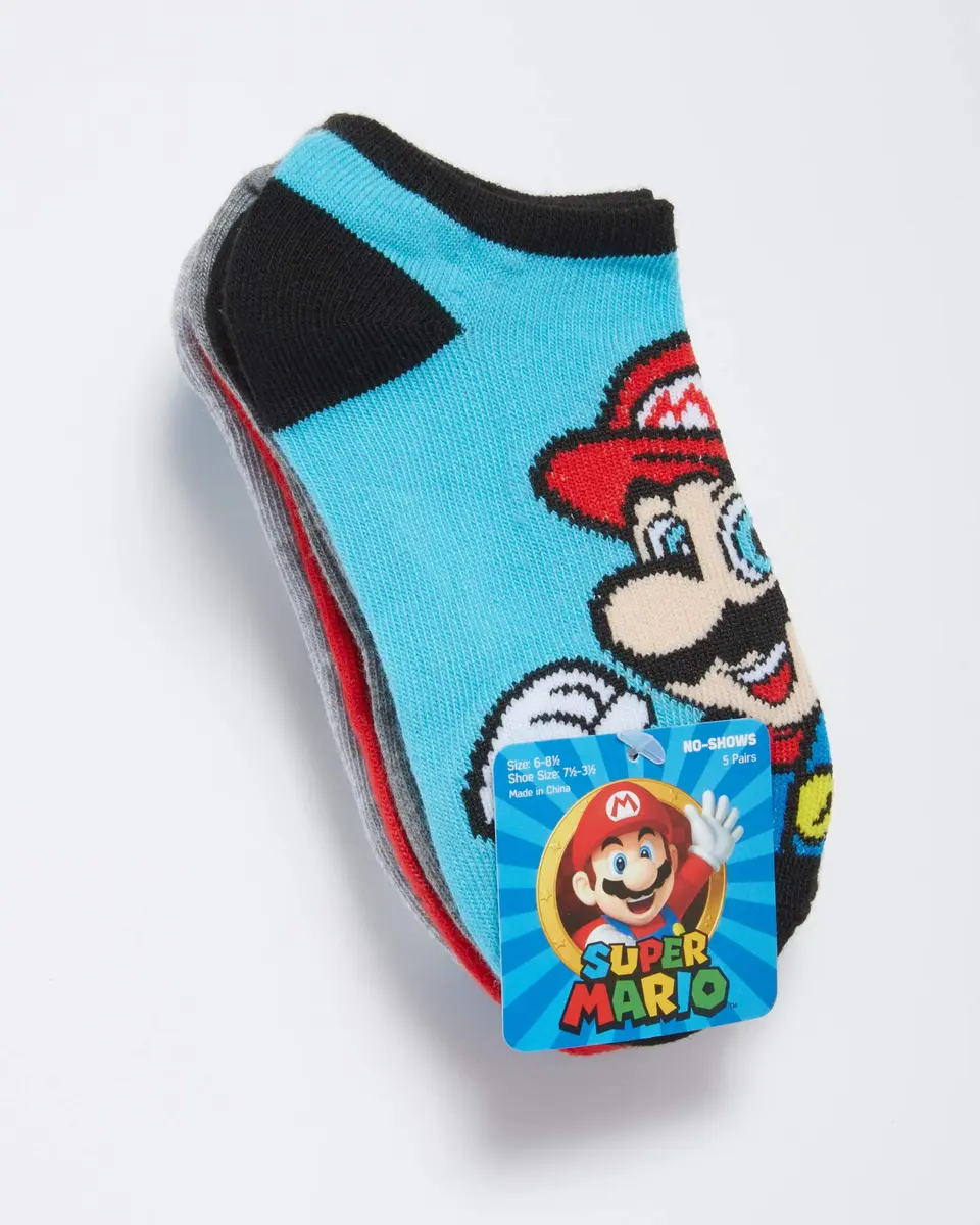 Nintendo Super Mario 5 Pack No Show Socks | No Bunching, Breathable Polyester Blend, Fun Character Design - view 4