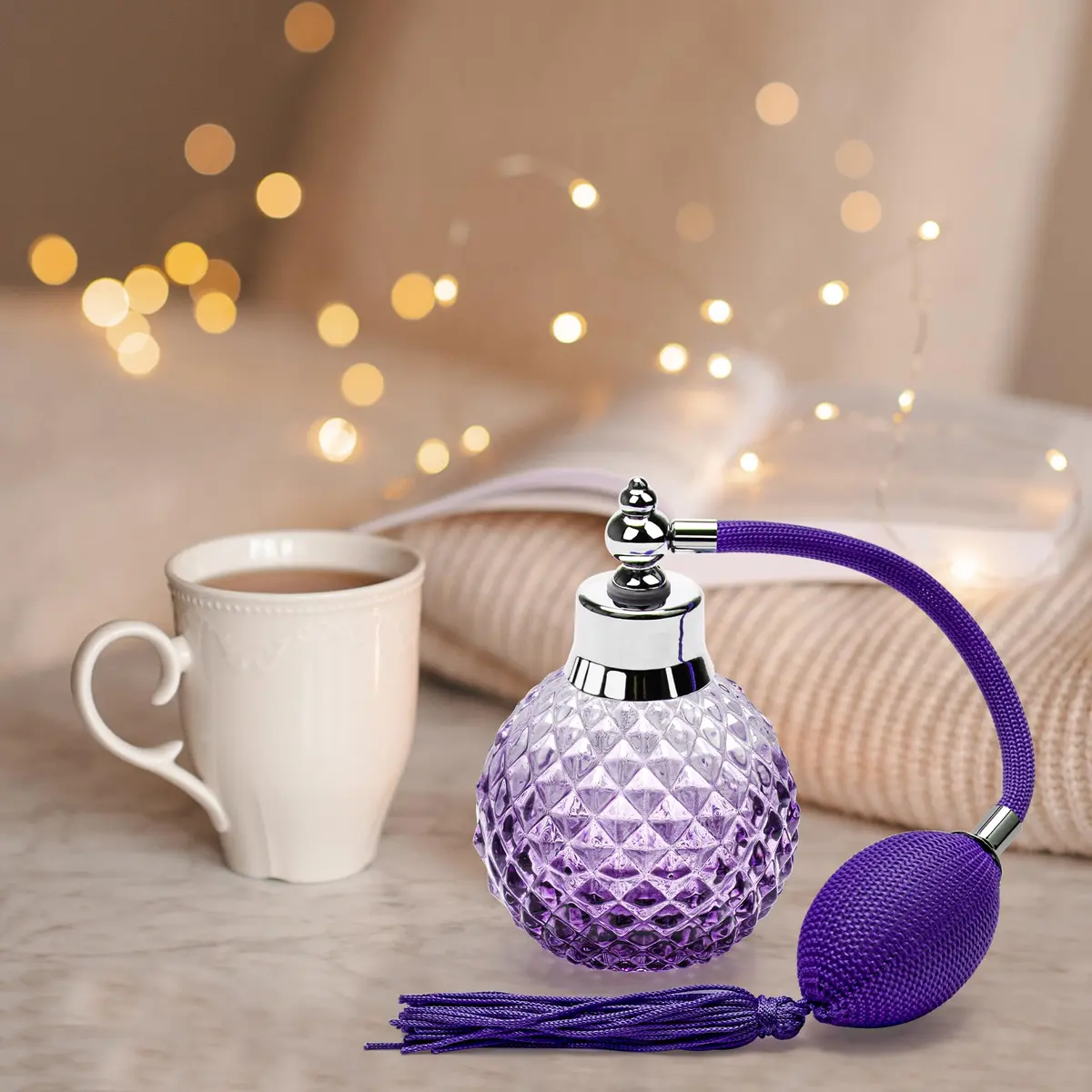 Coolrunner 100ml Perfume Bottle Vintage Atomizer, Purple | Refillable Crystal Spray - view 5