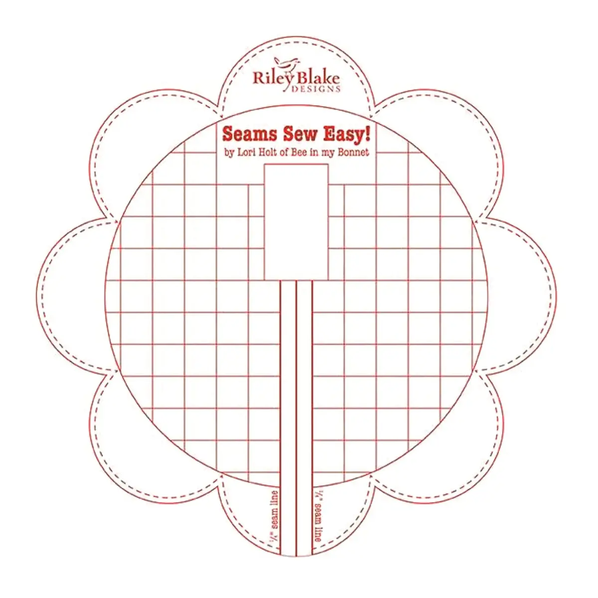 Riley Blake Designs Seams So Easy Seam Guide Red | Accurate 1/4" Seam & Corner Triangles - main product image