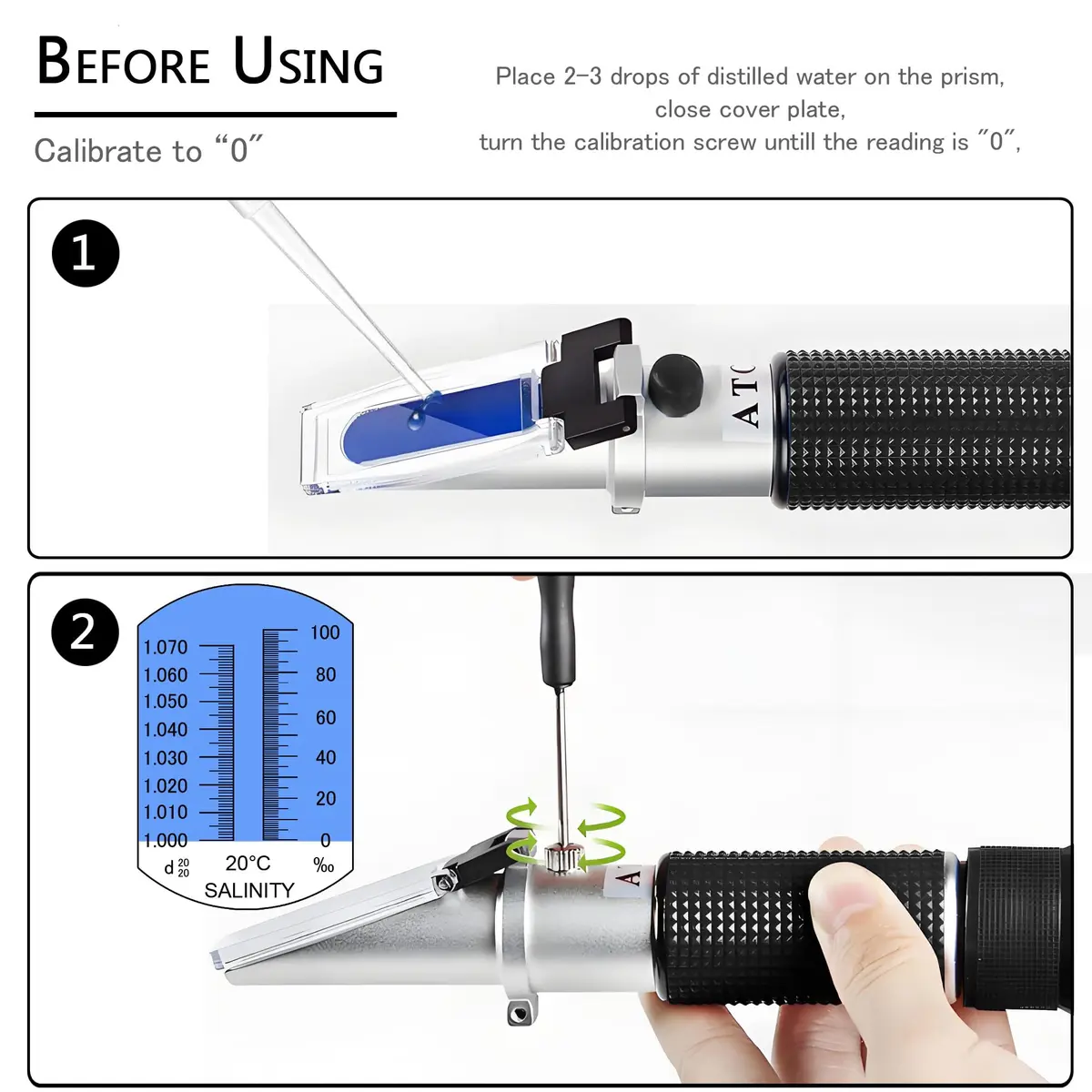 V·RESOURCING Seawater Salinity Refractometer 0-100ppt & 1.000-1.070 Specific Gravity Tester | Automatic Temperature Compensation - view 4