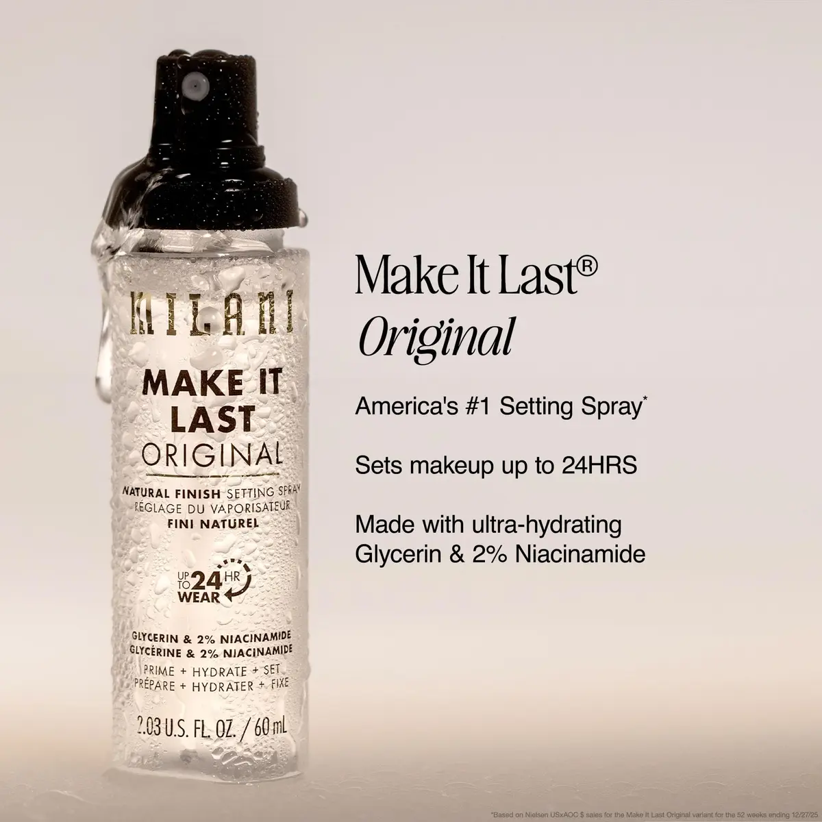 Milani Make It Last Original Natural Finish Setting Spray + Primer 59ml (2 Fl Oz) | Locks Makeup for 24 Hours - view 3
