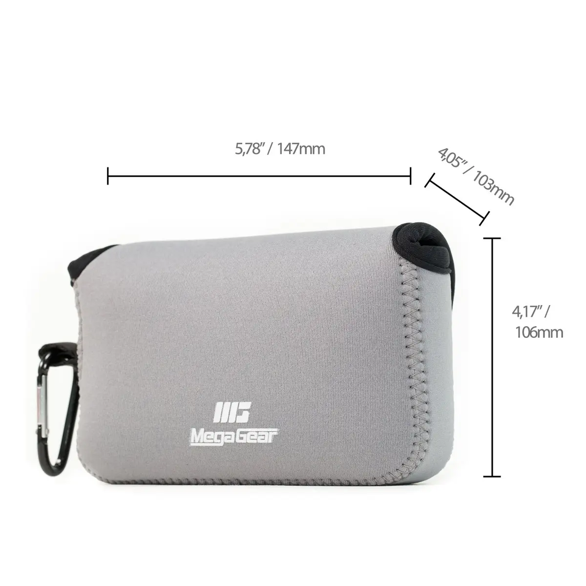 MegaGear Fujifilm X100F, X100T, X100S Camera Case | Ultra Light Neoprene, Carabiner, Gray - view 2
