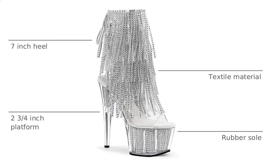 Pleaser Women's Adore-1017SRS Ankle Boot 7" Heel | Nightlife, Fashion-forward, Rhinestone Fringe - view 3