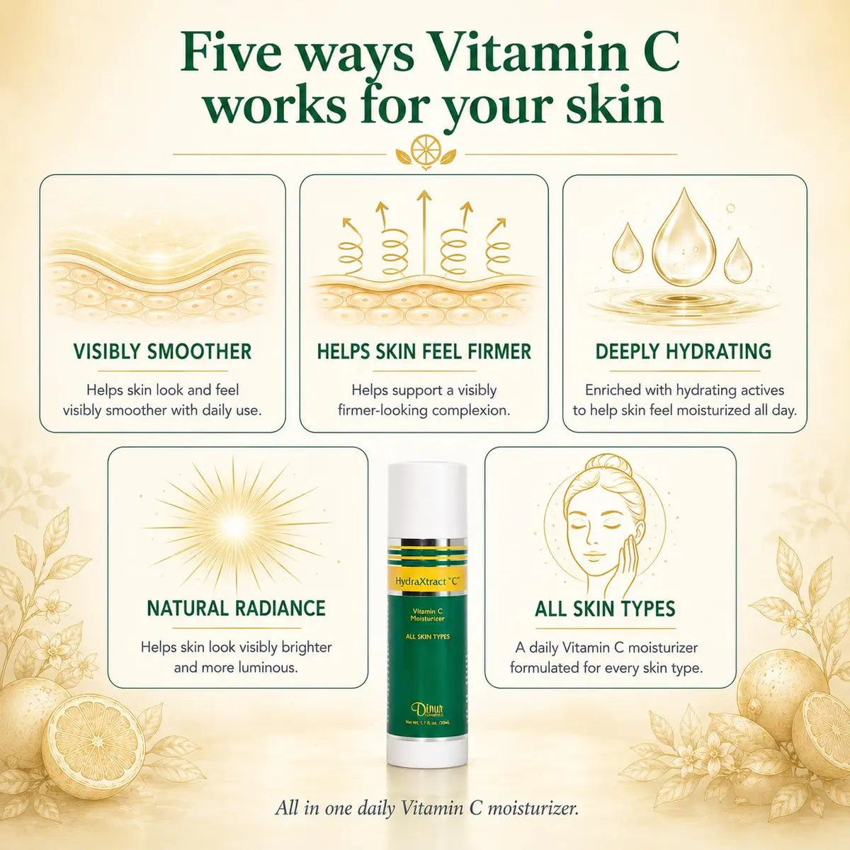 Dinur Cosmetics HydraXtract Vitamin C Moisturizer 50 ml | Decreases Aging & Improves Skin Firmness - view 6
